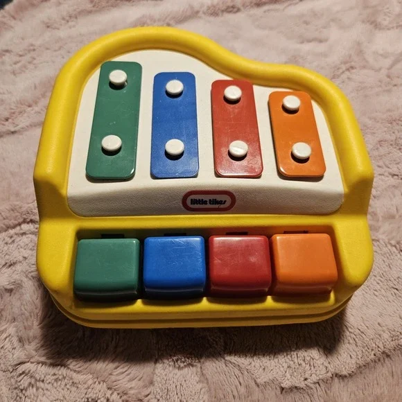 VTG Little Tikes Tykes Tap A‎ Tune 4 Key Mini Xylophone Piano Yellow 1546-00