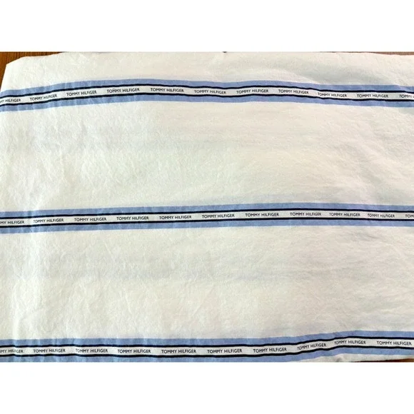 Tommy Hilfiger Vista Blue White Stripe 100%‎ Cotton TWIN Flat Sheet
