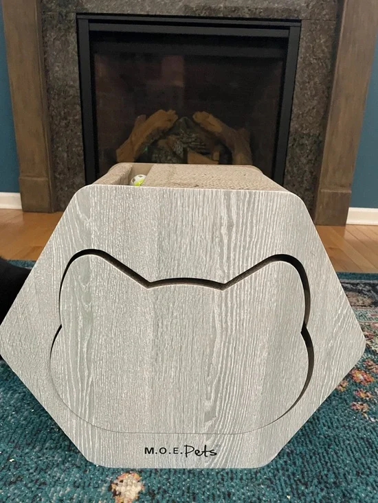 M.O.E. Pets Grey Wood-Textured Cat Scratcher Lounge