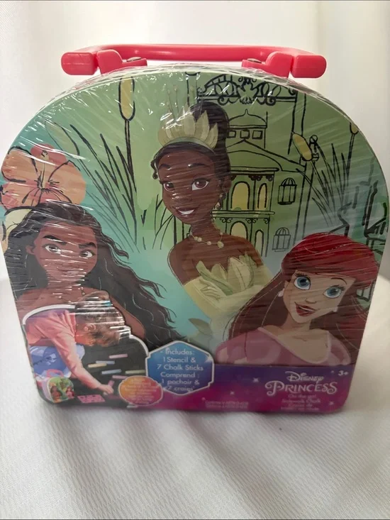 Disney Princess Sidewalk Chalk Set with Pink Handle and Multicolor Artwork