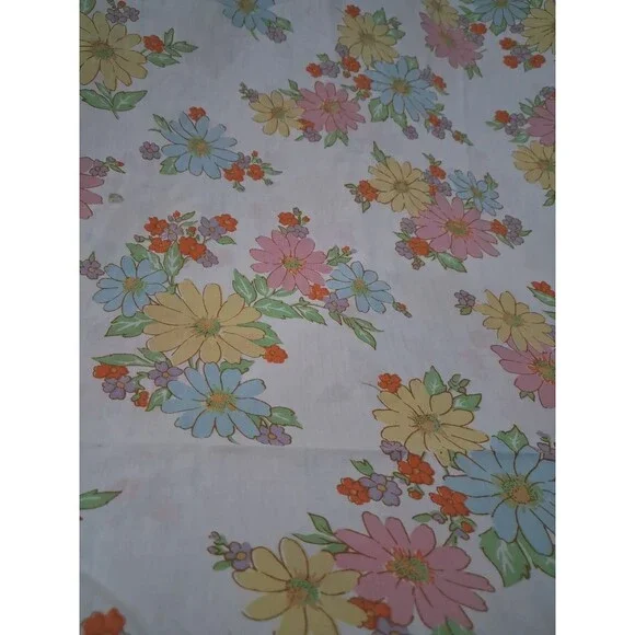 Vintage Sheet Floral Cannon Monticello Flat 1960s, As Is