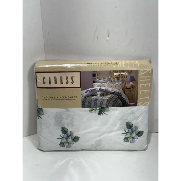 VINTAGE MERVYN'S CARESS Jessica Full Fitted Sheet No-iron Percale Floral USA New