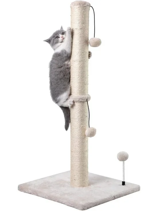 New 34” Tall Cat Sisal Scratch Tree with Hanging Ball for Indoor Cats