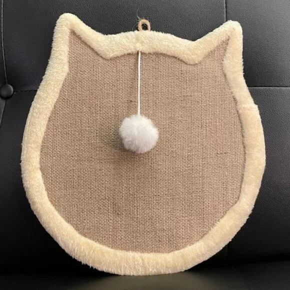 Cat Shape Cat Scratcher! Plush Fleece and Burlap, and over a foot tall. New!