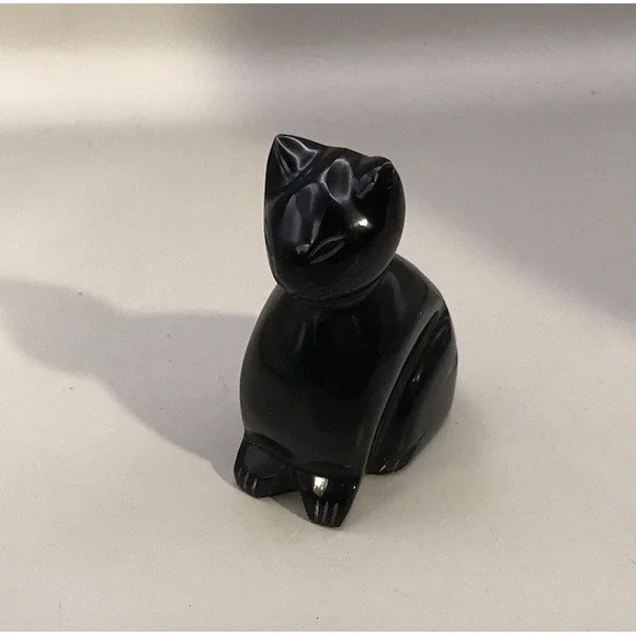 Black‎ Onyx/marble? Stone Kitty Cat