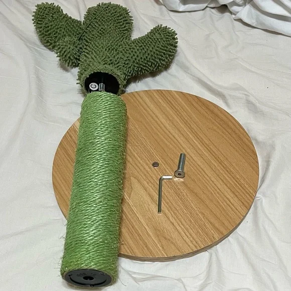 Green Cactus Cat Scratcher Post - Plush & Sisal