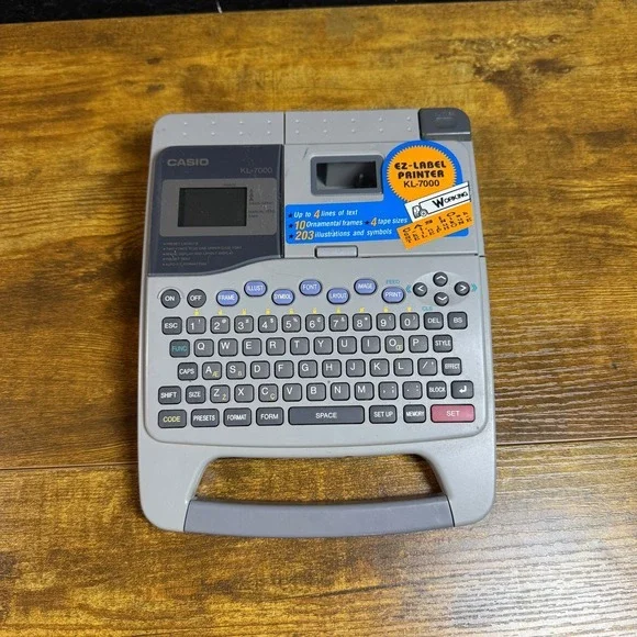 Casio‎ KL-7000 EZ-Label Printer Gray Plastic Electronic Label Maker Office OS
