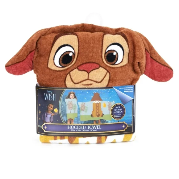 NWT Disney Wish Valentino Hooded Towel For Kids For Bath Or Beach