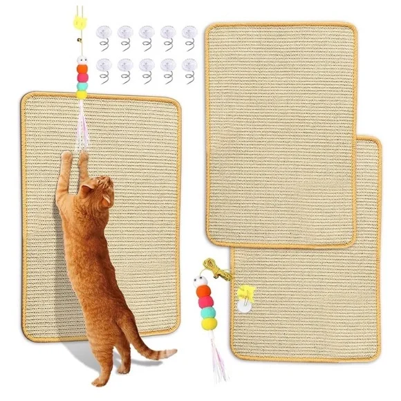Sisal Scratching Mat, 2 Packs Natural Fabric 23.6