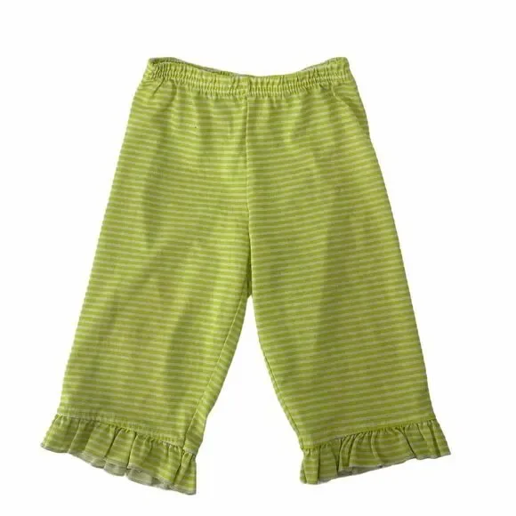 Carters Green Striped Ruffle Bottom Pant 18 Months