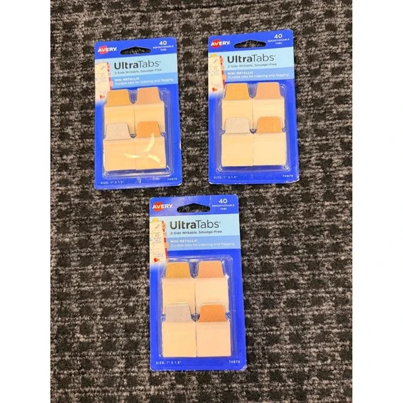 3 Avery UltraTabs Mini Metallic 40 Repositionable Tabs‎