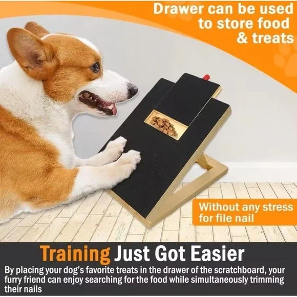 Dog Scratch‎ Pad For Nails With Treat Compartment And Extra Filing Paper New