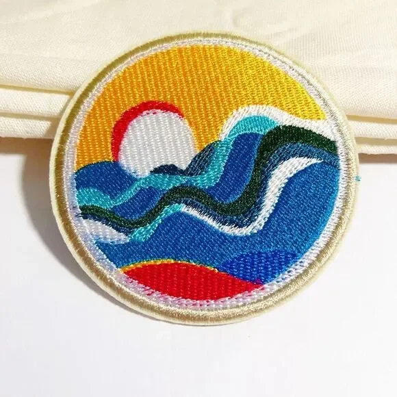 Ocean Wave -Sunset-Sunrise-Iron on patch‎