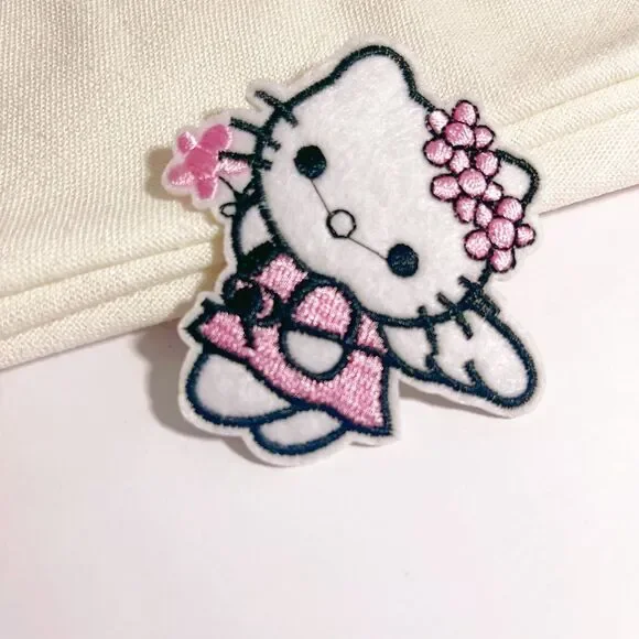 Pink Girly Hello‎ Kitty Flowers-Iron on Patch