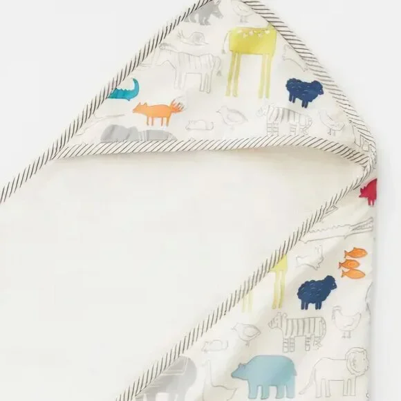 Pehr Cotton Colorful Animal Print Hooded bath towel