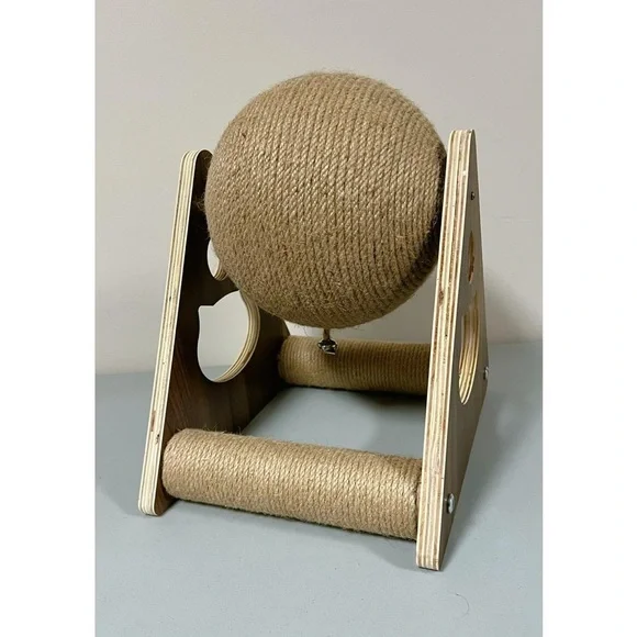 Wood Cat Kitten Rabbit Pet Scratching Post Scratcher Sisal Ball Toy Furniture 🐈