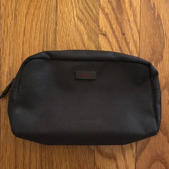 Tumi Black Zipper Travel Toiletry Makeup Pouch Bag