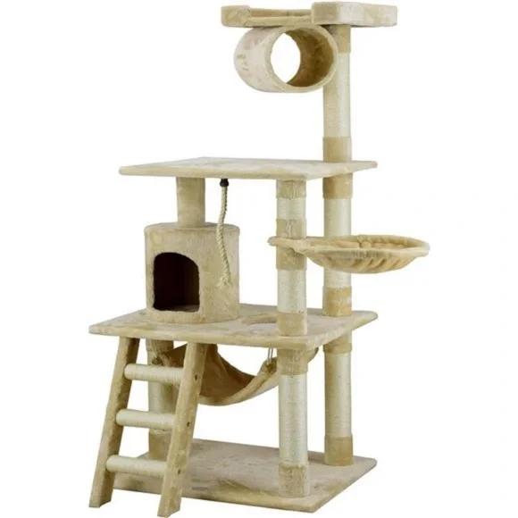 Classic Cat Tree Faux Fur Finish Sisal Rope Scratcher, 62