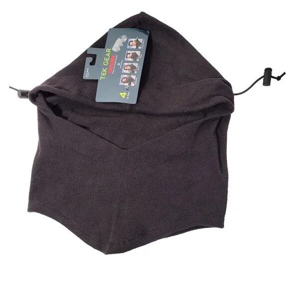 Tek Gear Men's 4-In-1 Hood, Neck Warmer Gaiter Hood One Size Black