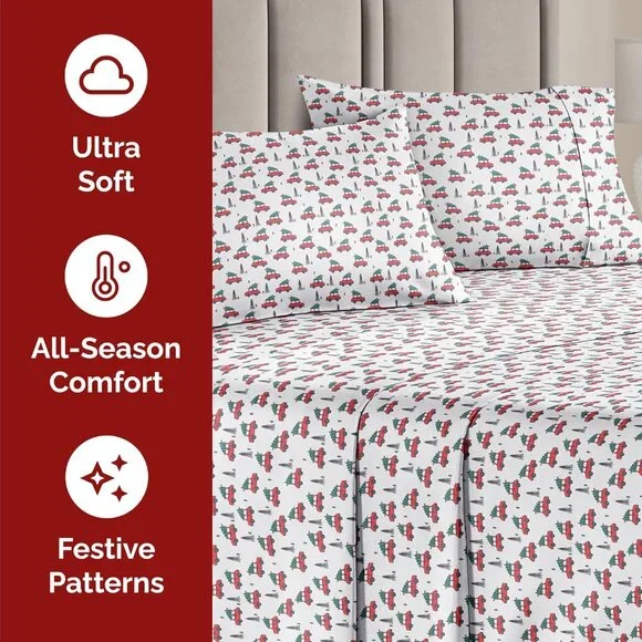 CGK LINENS QUEEN/KING CHRISTMAS SHEET SETS NIP