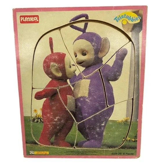 Vintage 1998 Playskool Teletubbies Po & Tinky Winky wooden puzzle #629-05