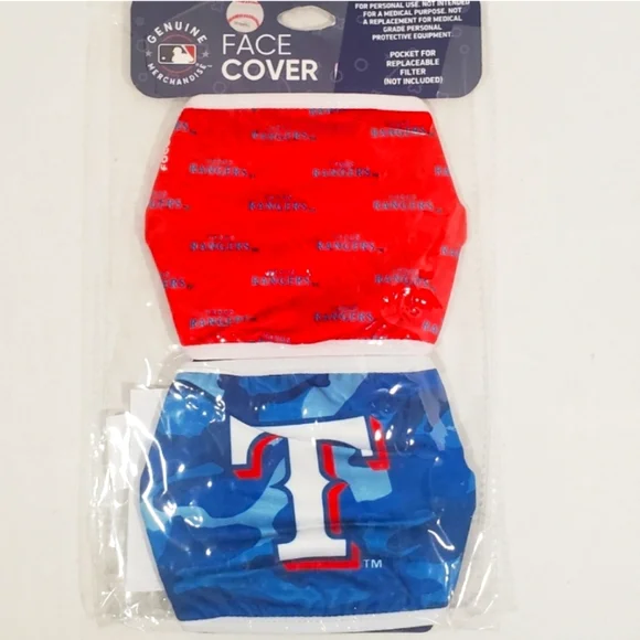 NWT Unisex Texas Rangers FOCO 2 Pack Face Masks