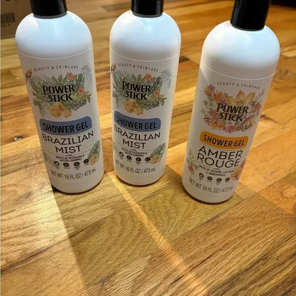 Power stick Shower Gel Trio - Brazilian Mist & Amber Rouge