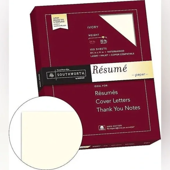Free when bundled Southworth company Cream Paper resume Sheets