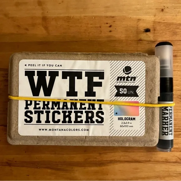 Montana WTF Permanent Hologram Blank Eggshell Stickers with Mini Paint Marker