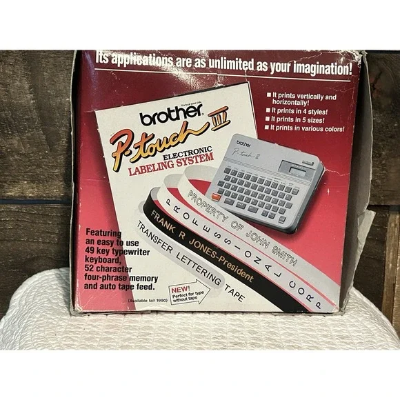 Brother P-Touch III PT-10 Electronic Label Maker System Tested In Box No Cable