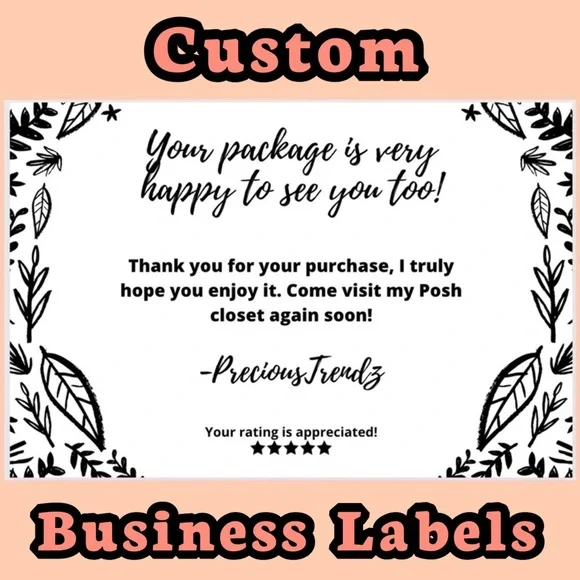 Custom Business Labels | 50 PCS | Custom Message & Business Name | Stickers