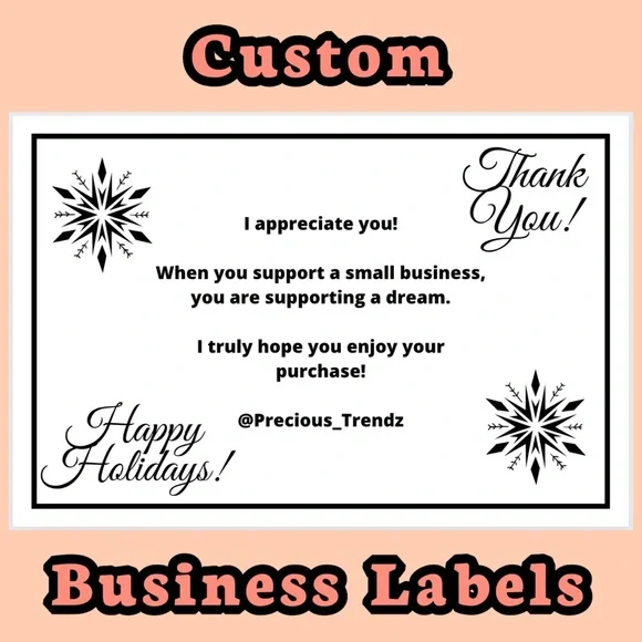 Custom Business Labels | 50 PCS | Thermal Labels | Black White | Stickers
