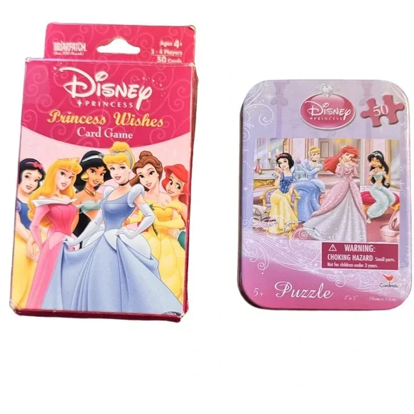 Disney Princess Wishes Card Game & Disney Princess 50 Piece Puzzle in Tin Box