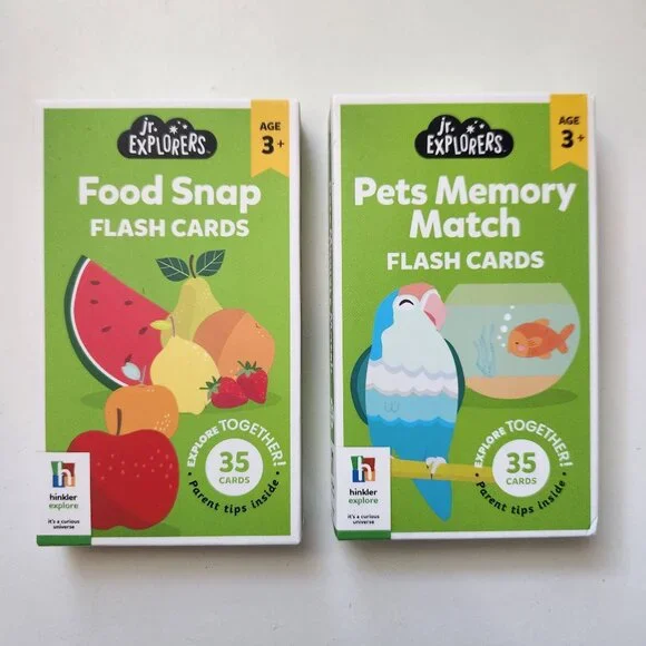 Lot of 2 Hinkler jr. Explorers Pets Memory and Food Snap Memory Flash Cards