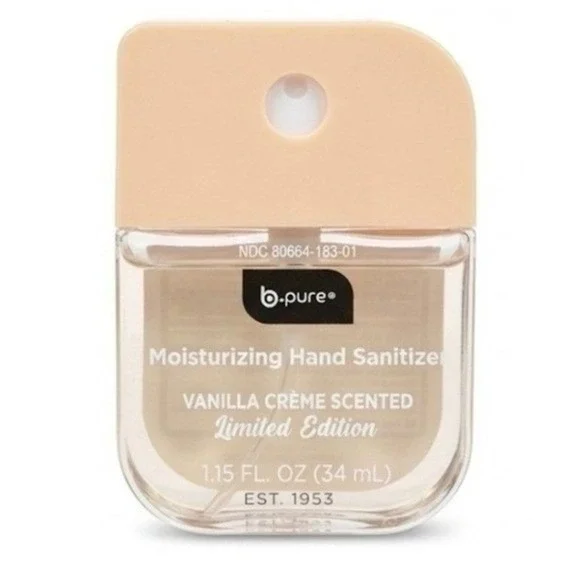B.Pure Vanilla Crème Hand Sanitizer Limited Edition Travel Spray