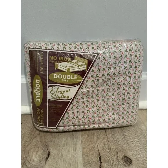 Vintage Stantex Floral Double Size 4 Piece Sheet Set Groovy‎ Retro 60s/70s NEW