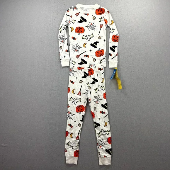 Carter's 2 Piece Pajama Set Toddler Kids 6/6A White Festive Halloween PJs NEW