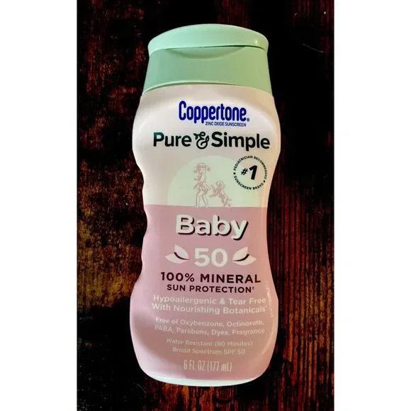 COPPERTONE Pure & Simple #1 Rated! BABY Sunscreen SPF 50 Mineral Protection 6oz