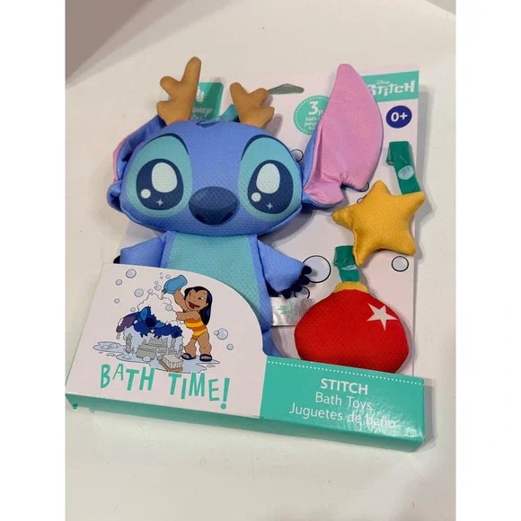 Disney Lilo & Stitch Bath Toys 3 Piece Set Stitch Reindeer Antlers Star Ornament