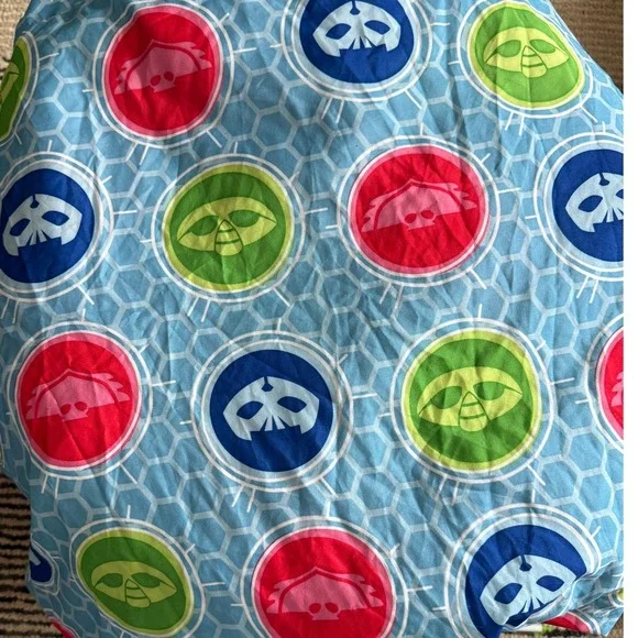 PJ Masks Twin Flat Sheet Kids Cartoon Character Print Blue Polyester