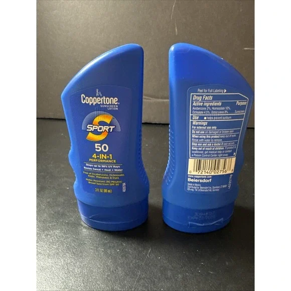 Coppertone Sport 50 4-IN-1 Performance - SPF 50 - Lot of Two 3oz Lotions - New