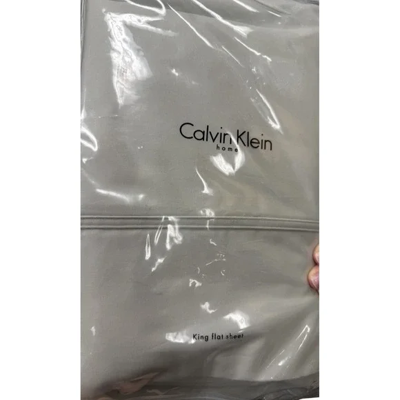 Calvin Klein King Flat Sheet 100% Italian Combed‎ Cotton Double Row Cord NEW