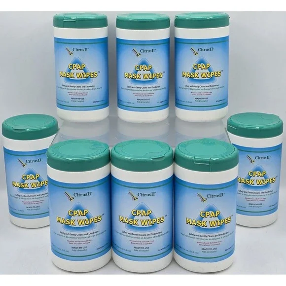 8 Pack - Citrus II Cpap Mask Wipes - Count of 62 x 8 =496 NEW