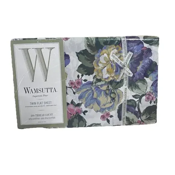 VTG WAMSUTTA Supercale Plus Clarissa Twin Flat Sheet Cottage Floral 86583
