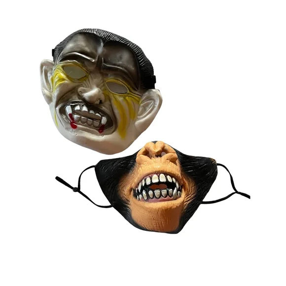 Latex Halloween masks set of two Vampire full mask and ape half mask