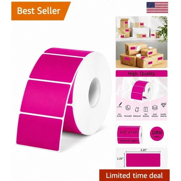 Pink Thermal Labels 1000 Sticker Roll Shipping Stickers Thank You Stickers