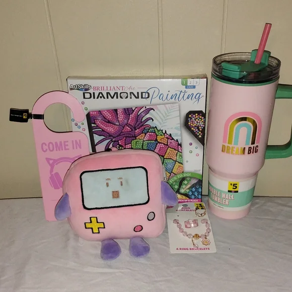 Teen Girl Gaming Bundle 6 Pieces Incl Tumbler, Stuffy, Diamond Painting, All NWT