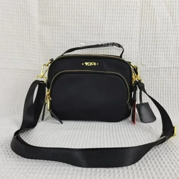 Tumi Voyageur Troy Zip Pocket Crossbody Bag in Black/Gold