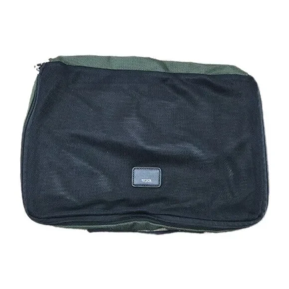 TUMI Mens Mesh Nylon Travel Toiletry Toiletries Bag Green Black Ballistic 14 x 9