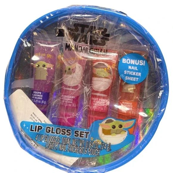 Star‎ Wars The Mandalorian Baby Yoda Lip Gloss Set 4 Flavored Lip Glosses SEALED
